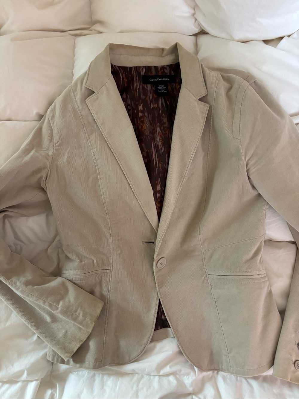Calvin Klein Beige Corduroy Blazer